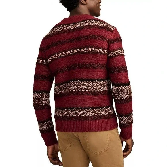 Lucky‎ Brand Fair Isle Jacquard Crew Neck Sweater Cabernet Combo Mens Size Large - Picture 3 of 12